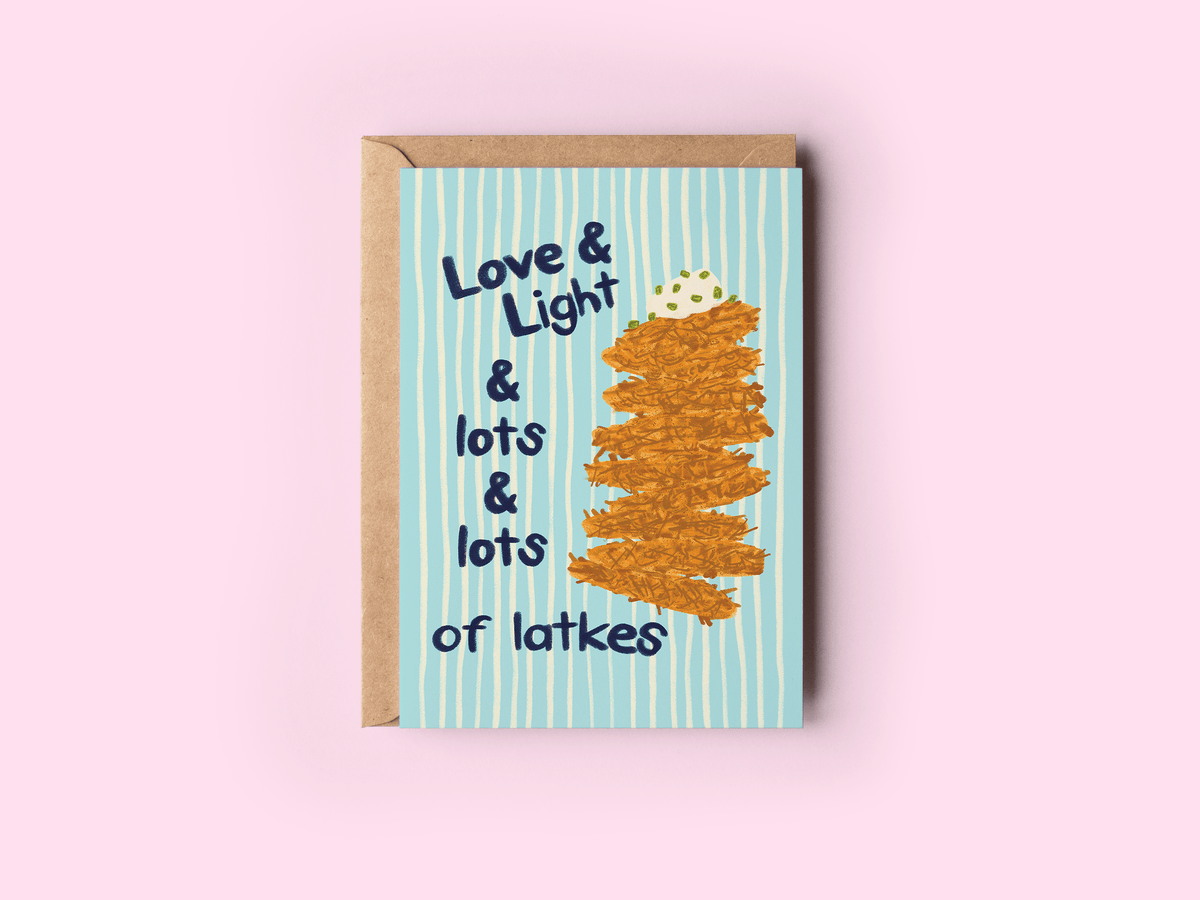 Love & Light & Lots of Latkes Hanukkah Potato Greeting Card