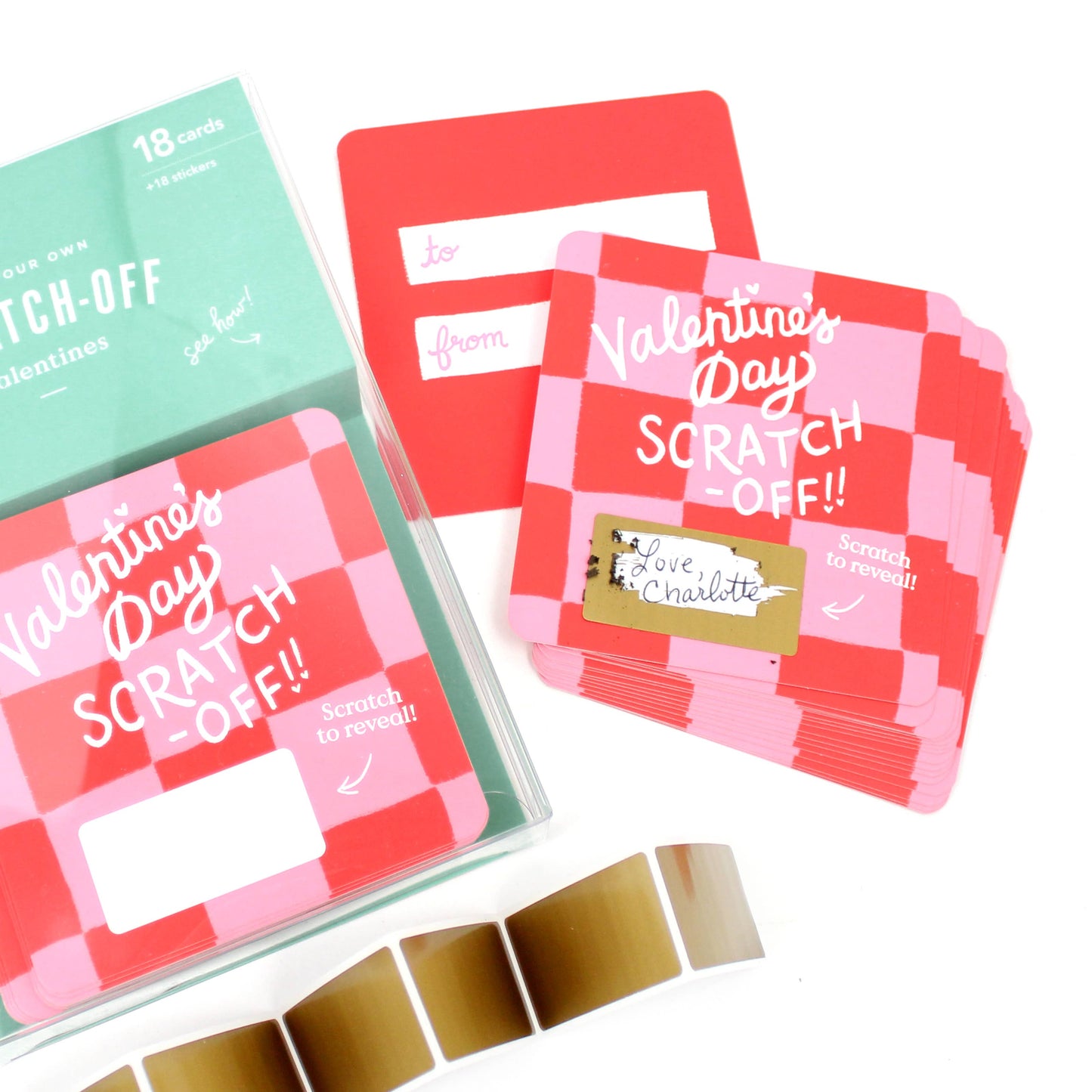 Scratch-off Valentine Cards - Checkered