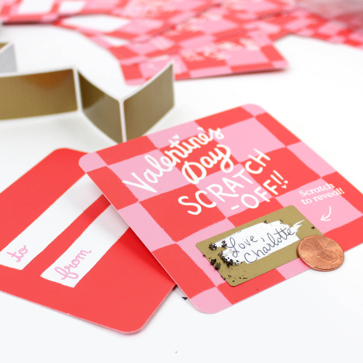 Scratch-off Valentine Cards - Checkered