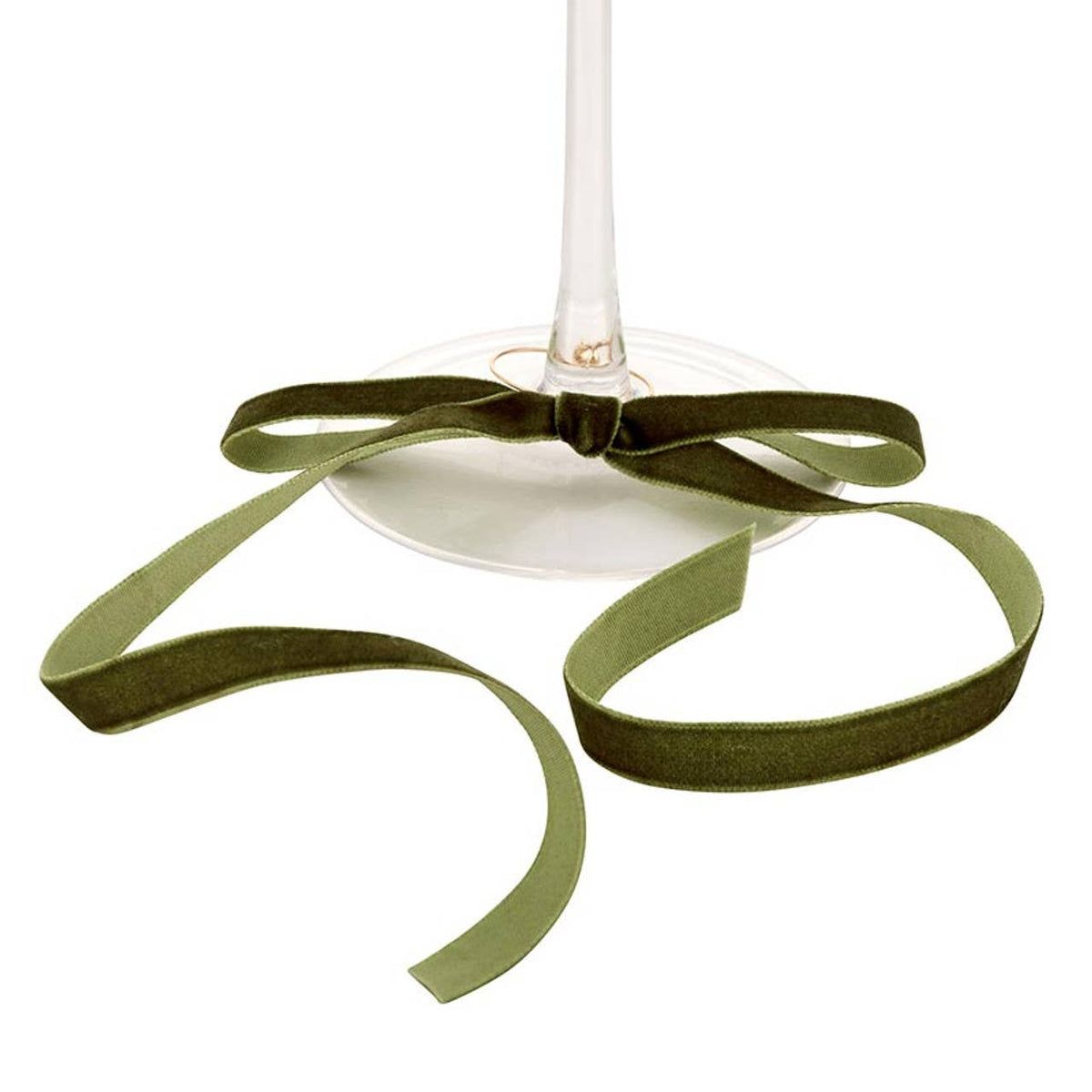 Velvet Bow Wine Charms - Green