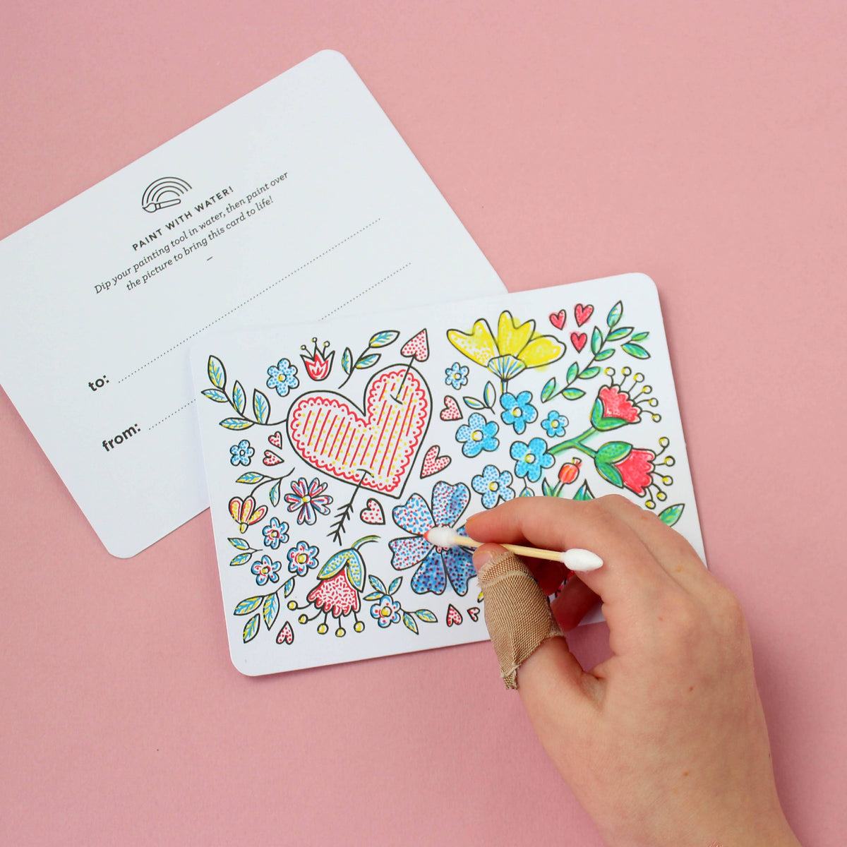 Paint with Water Valentine Cards - Floral