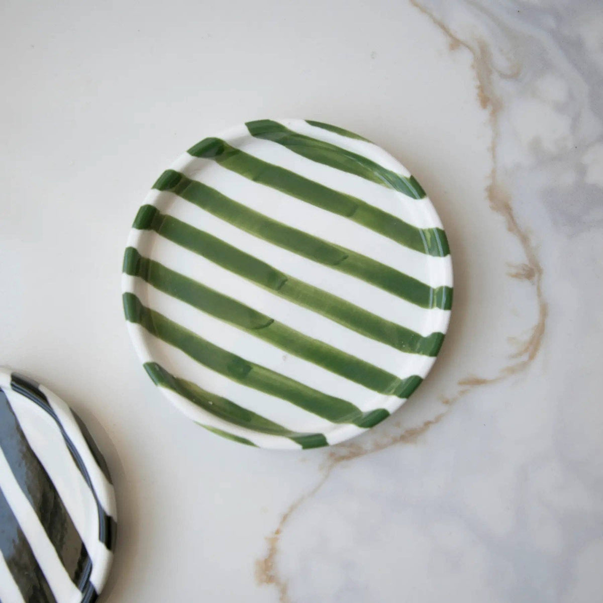 Green Striped Plates