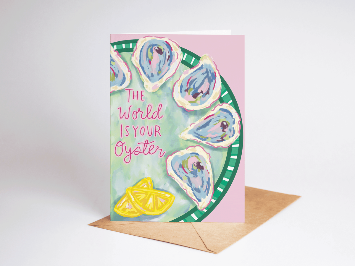The World Is Your Oyster Beach Coastal Greeting Card