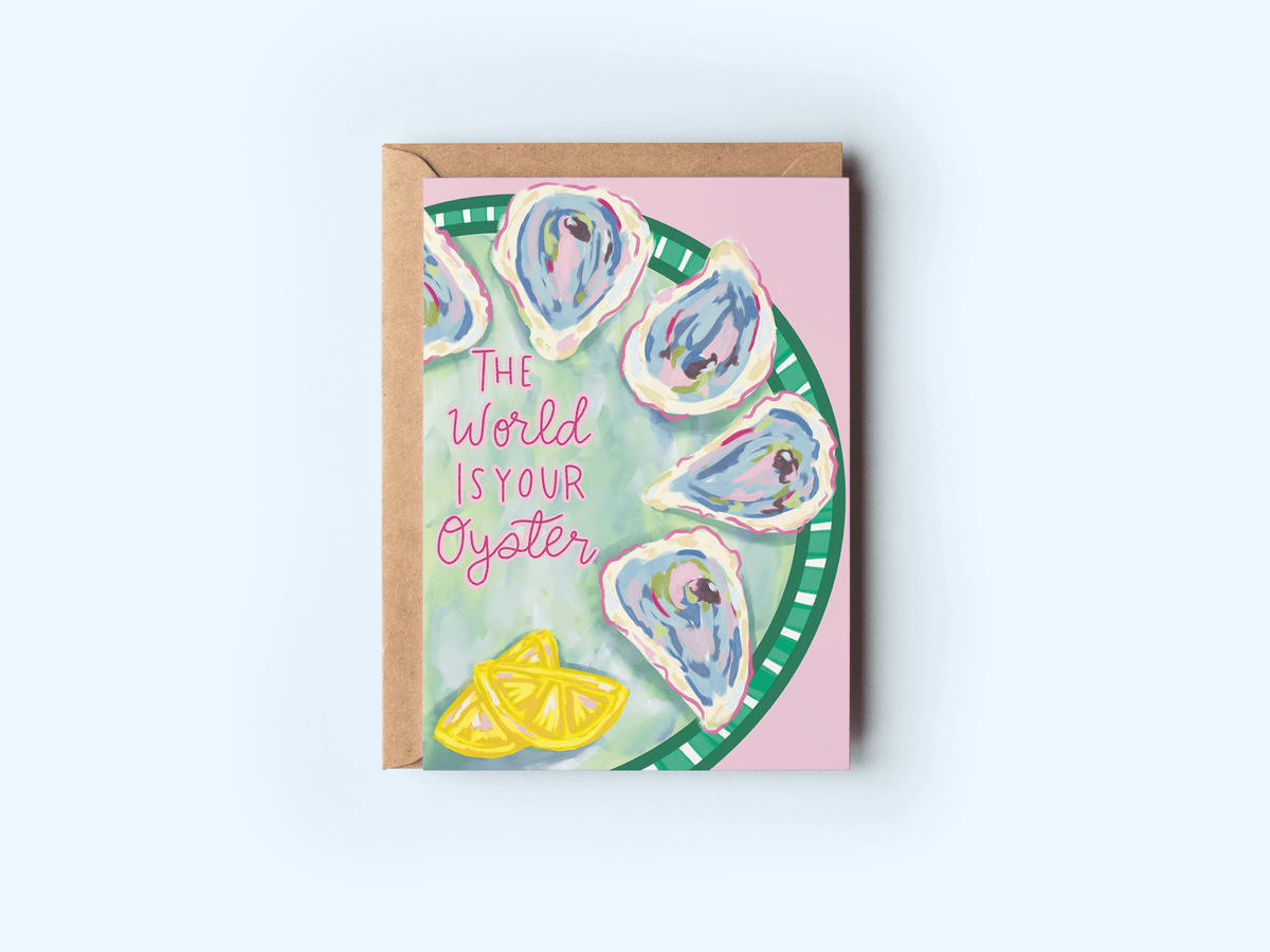 The World Is Your Oyster Beach Coastal Greeting Card