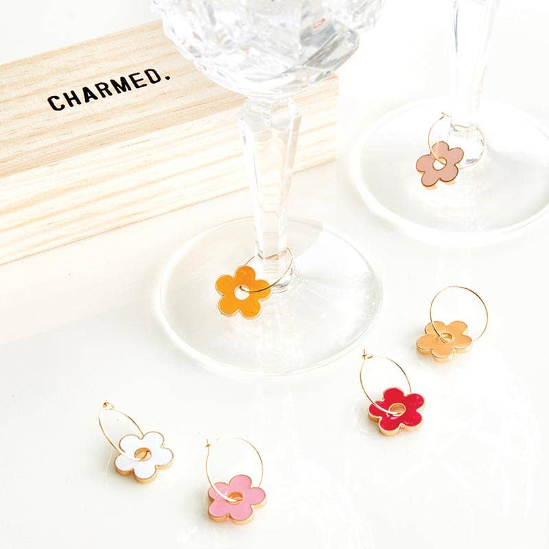 Flower Wine Charms