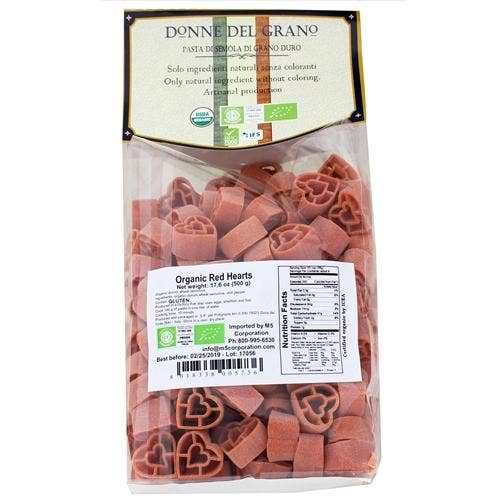 Red Hearts Colored Pasta
