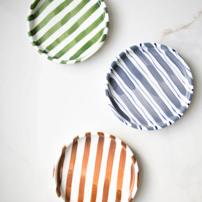 Green Striped Plates