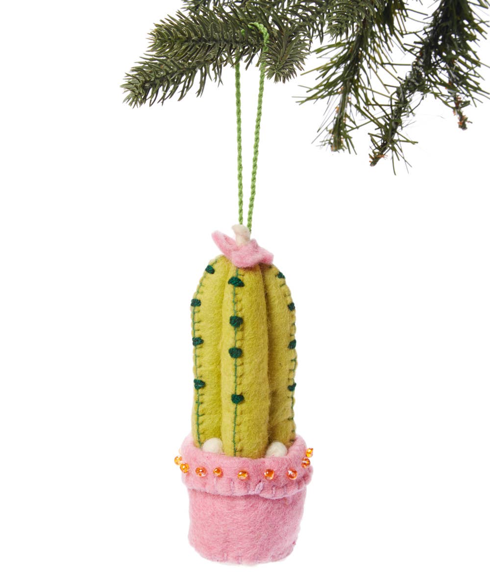 Spiny Cactus Ornament- Pink Pot