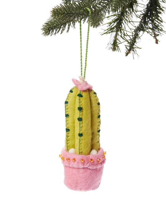 Spiny Cactus Ornament- Pink Pot