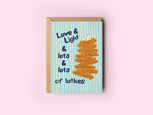 Love & Light & Lots of Latkes Hanukkah Potato Greeting Card