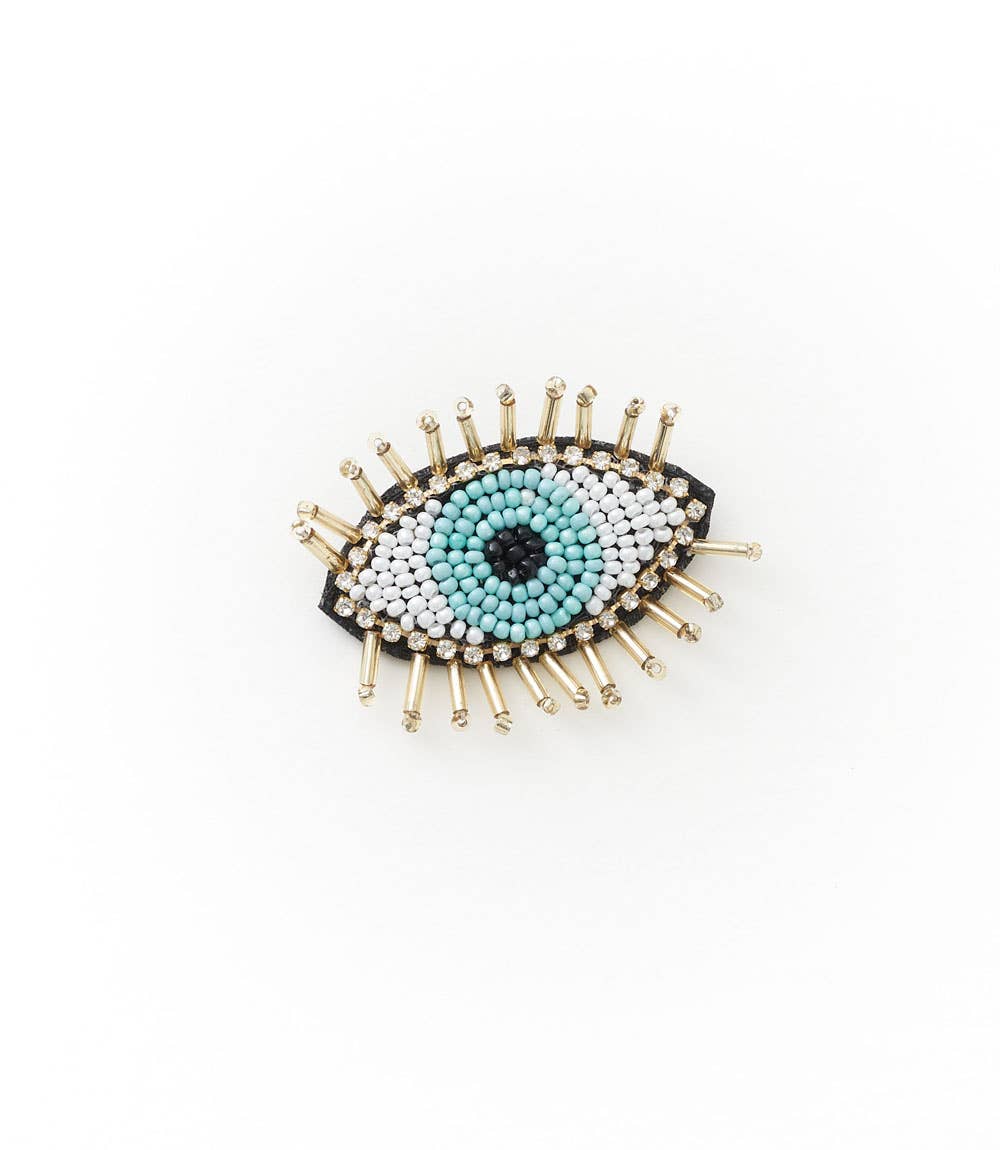 Beaded Evil Eye Brooch Pin
