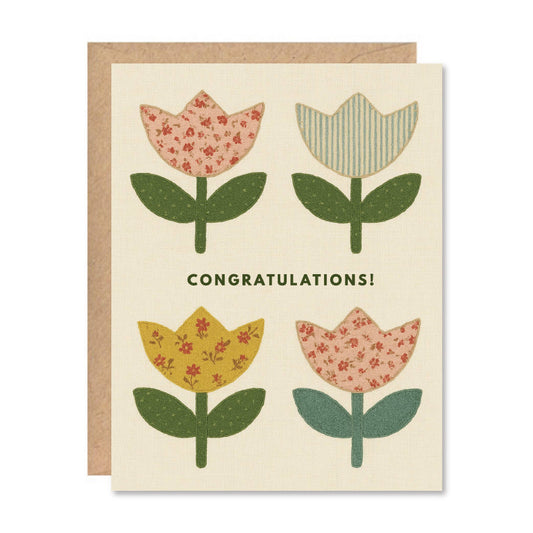Congratulations Flower Fabric Card