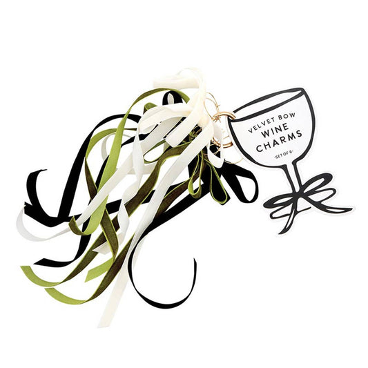 Velvet Bow Wine Charms - Green
