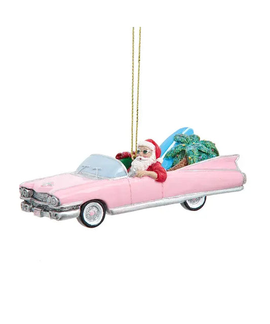 Santa In Cadillac Ornament