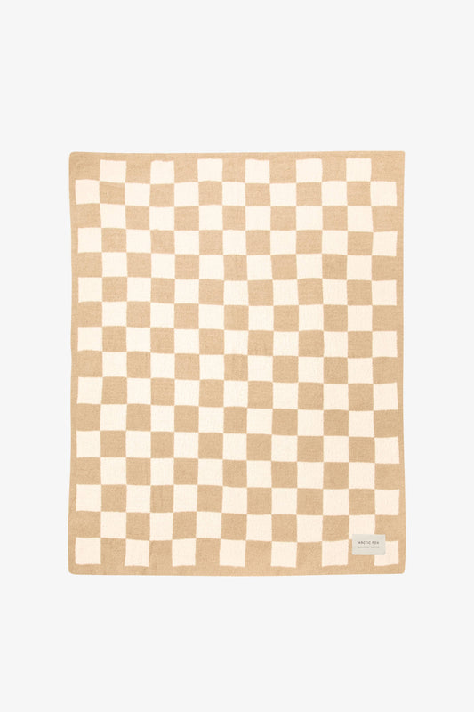 Beige Checkered Blanket