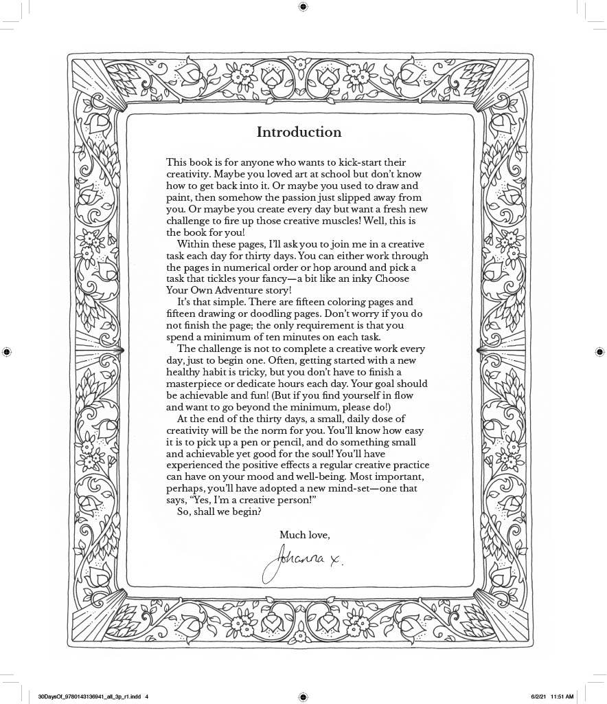 30 Days Of Creativity Coloring Book