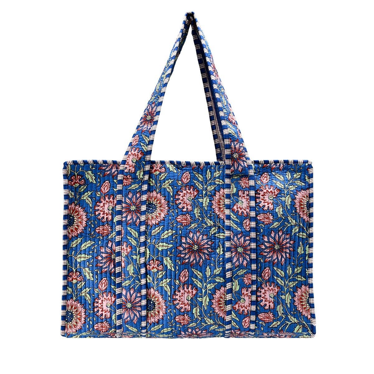 Small Blue Cotton Tote Bag (Zipper)