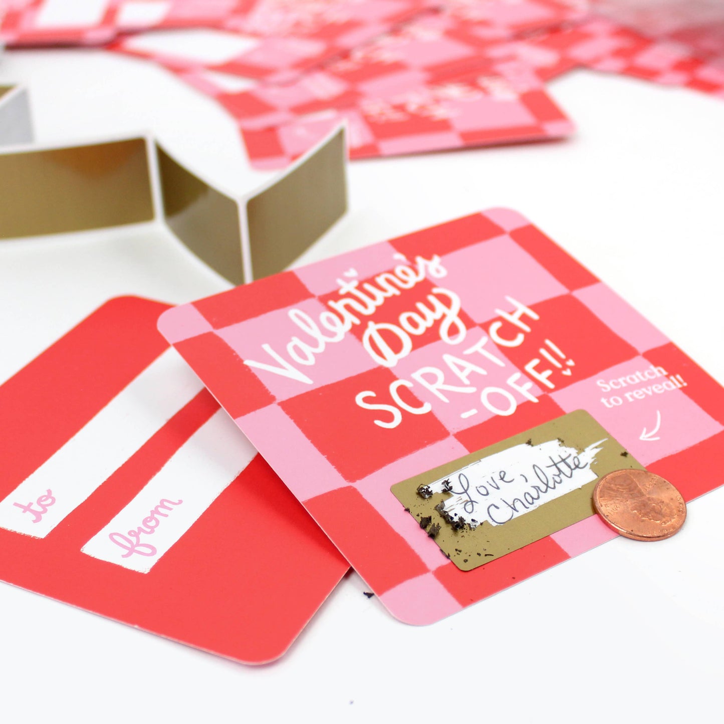 Scratch-off Valentine Cards - Checkered