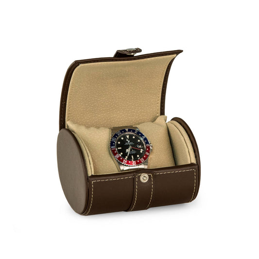 Brown Leather Single Watch Travel Case