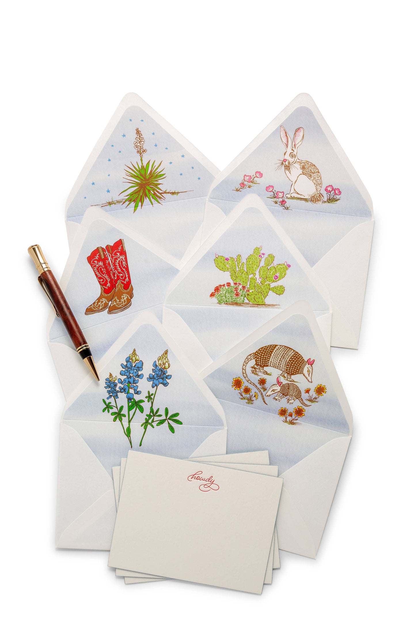 Fancy Pants Letterpress Flat Notecards - Howdy