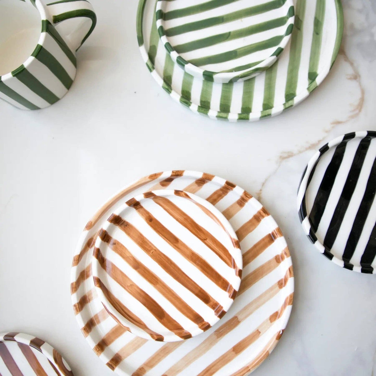 Green Striped Plates