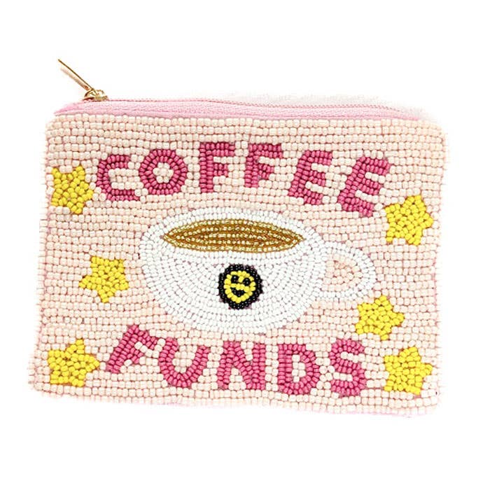 Coffee Funds Beaded Coin Purse