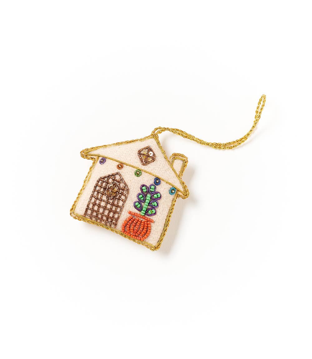 House Home Felt Ornament - Embroidered, Handmade