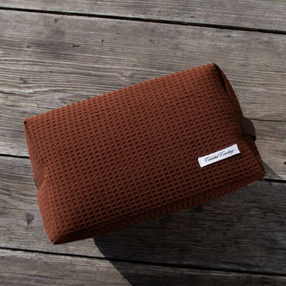 Brown Horseshoe Makeup Travel Bag