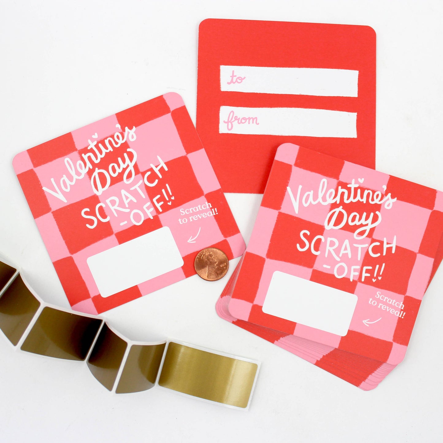 Scratch-off Valentine Cards - Checkered