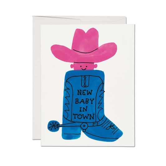 New Baby in Town Boot greeting card