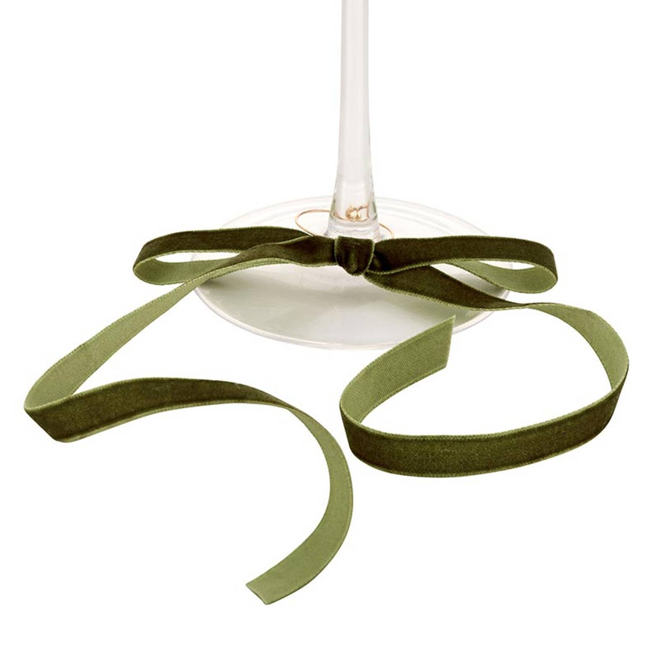 Velvet Bow Wine Charms - Green