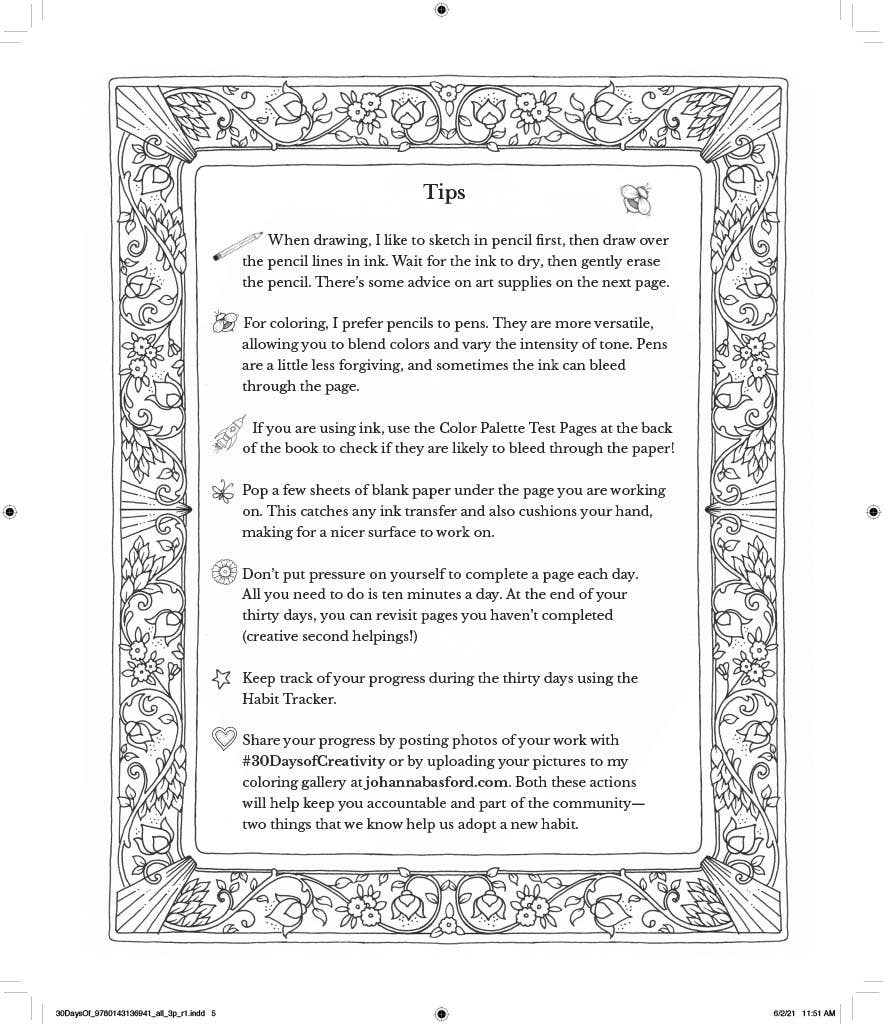 30 Days Of Creativity Coloring Book