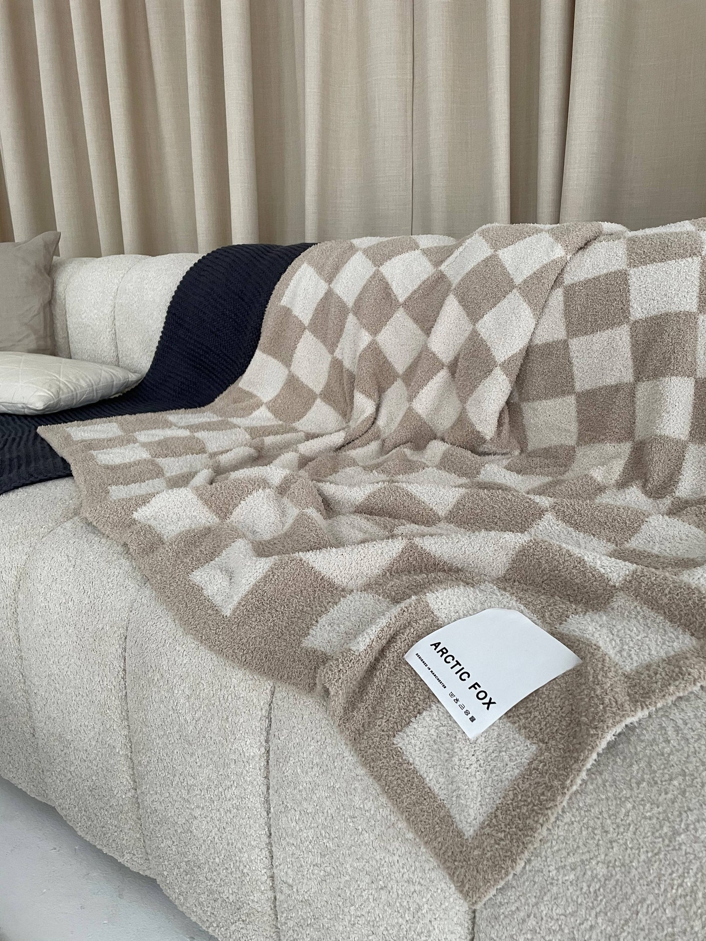 Beige Checkered Blanket