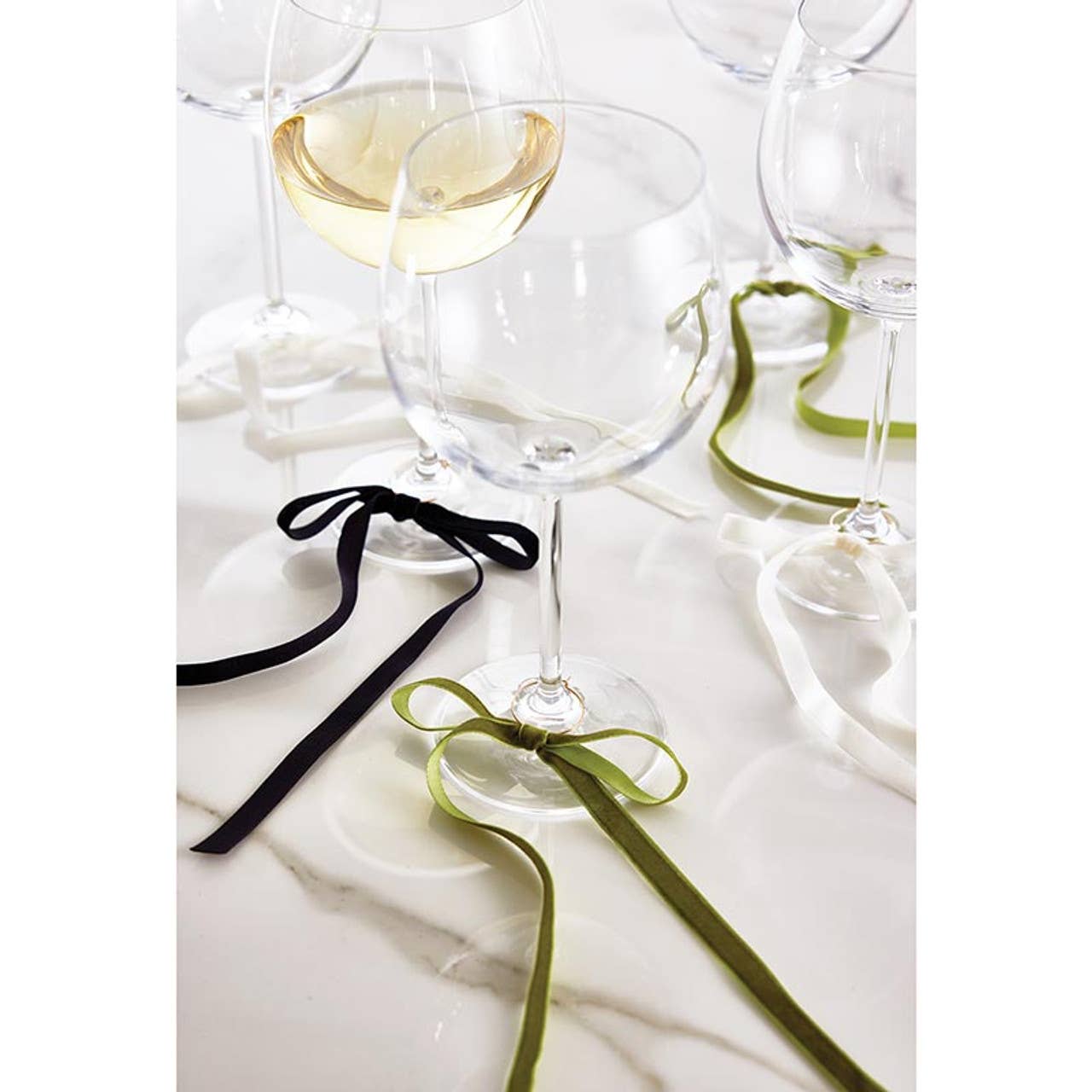 Velvet Bow Wine Charms - Green