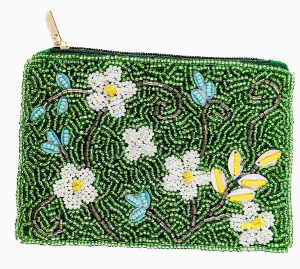 Flowery Green Coin Purse
