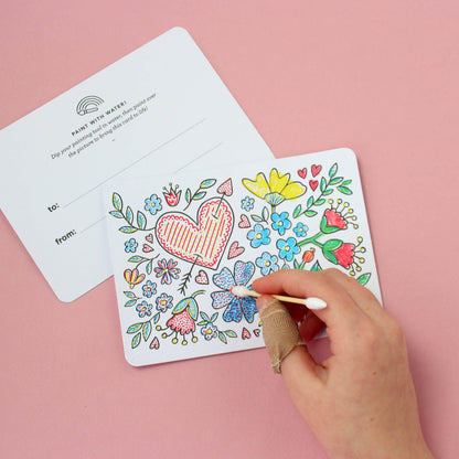 Paint with Water Valentine Cards - Floral