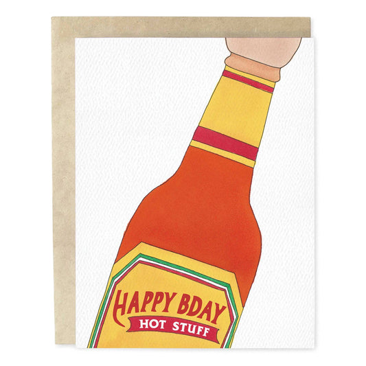 Happy Birthday Hot Stuff Sauce Man Greeting Card