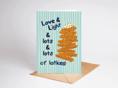 Love & Light & Lots of Latkes Hanukkah Potato Greeting Card