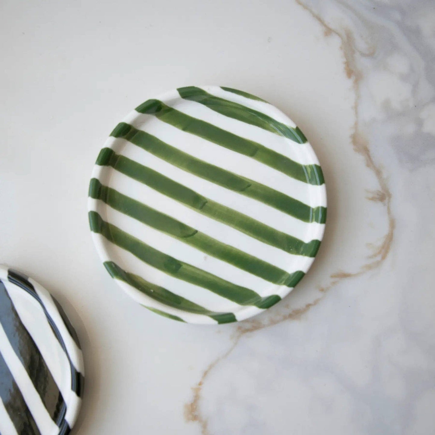 Green Striped Plates