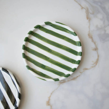 Green Striped Plates
