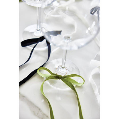 Velvet Bow Wine Charms - Green