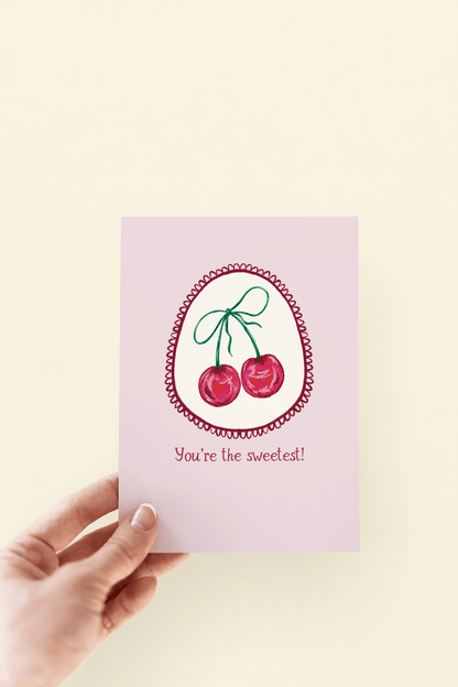 You're the Sweetest! Cherry Thanks Coquette Greeting Card