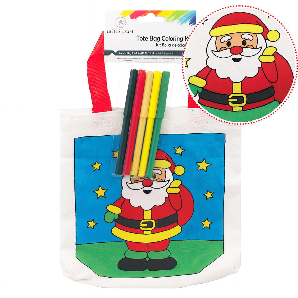 Santa Tote Bag Coloring Kit