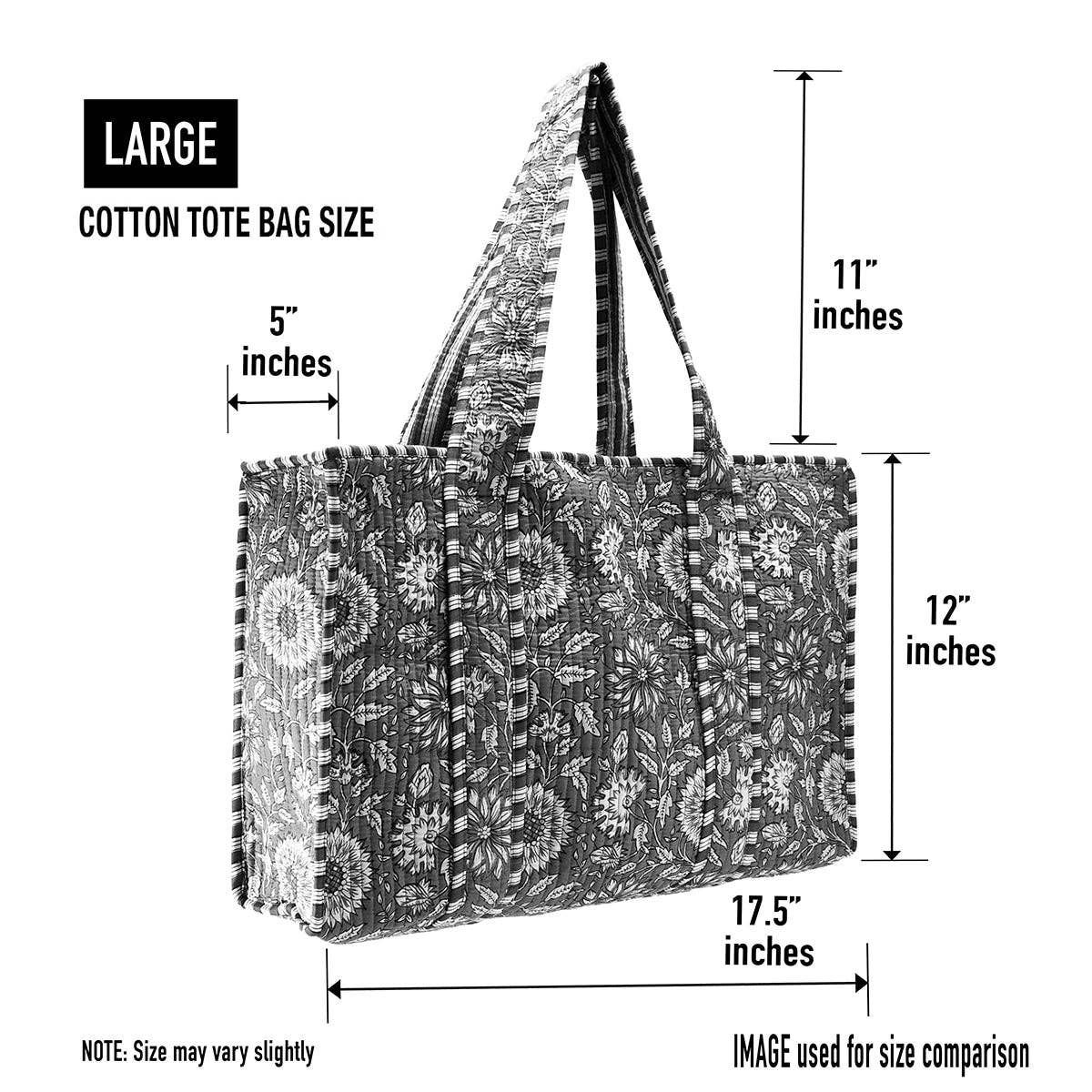 Small Blue Cotton Tote Bag (Zipper)