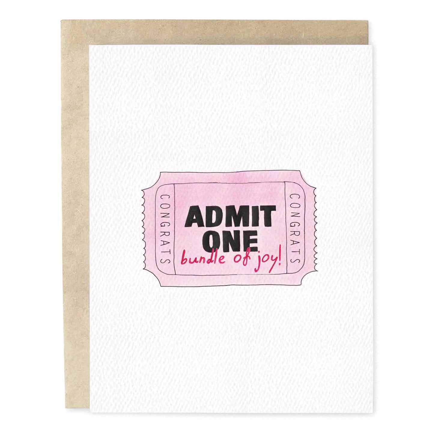 Admit One Bundle Of Joy Pink New Baby Greeting Card