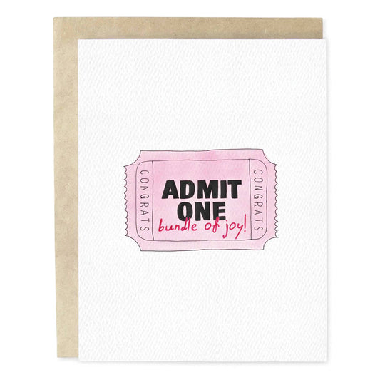 Admit One Bundle Of Joy Pink New Baby Greeting Card