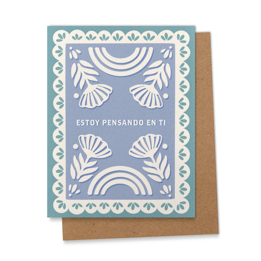 Estoy Pensando En Ti - Papel PicadoSpanish Greeting Card