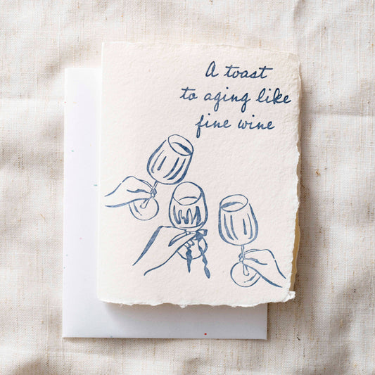 Toasting To A Fine Wine Birthday Greeting Card
