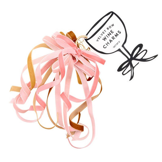 Velvet Bow Wine Charms - Blush