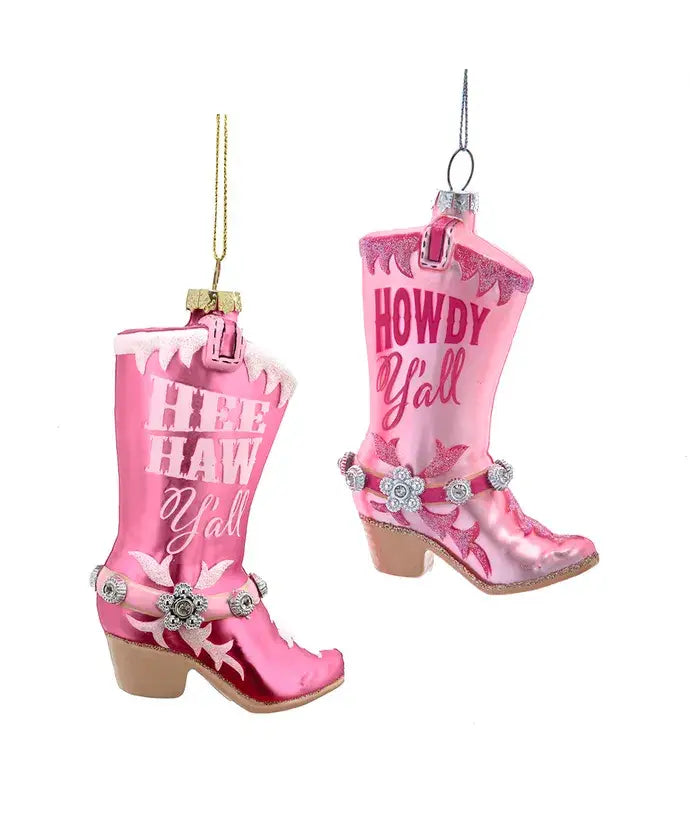 Pink Cowgirl Boots Ornament